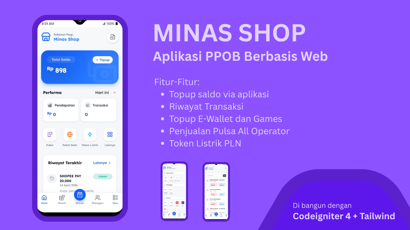 Aplikasi PPOB berbasis web yang dibangun dengan CI 4 dan Tailwind